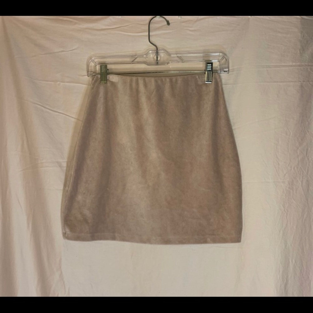 Pink Ribbed Velvet Skirt